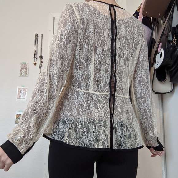 Sheer Ivory Lace Blouse - Picture 2 of 5